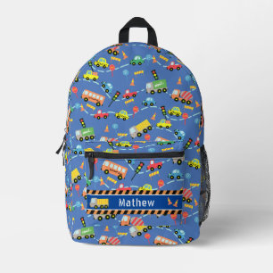 Transportation Boys Blue Printed Backpack