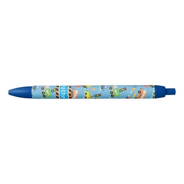Transportation Boys Light Blue Black Ink Pen (Front)