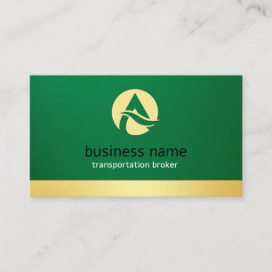 transportation broker business cards green & gold