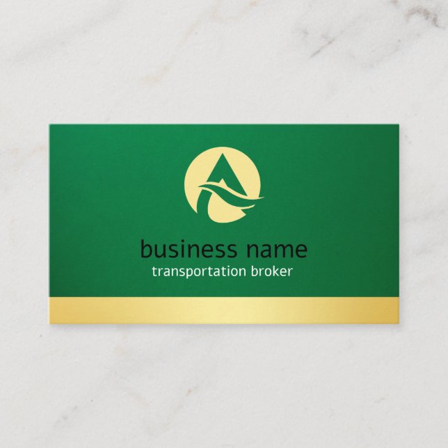 transportation broker business cards green & gold (Front)