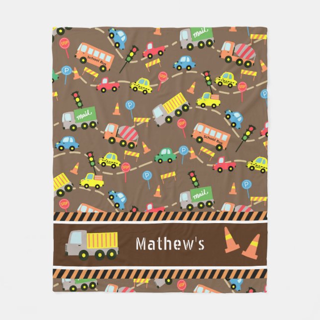 Transportation  Brown.   Fleece Blanket (Front)
