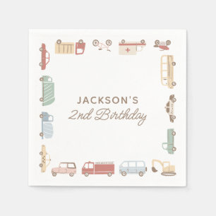 Transportation Cars and Trucks Boy Birthday Party Napkin