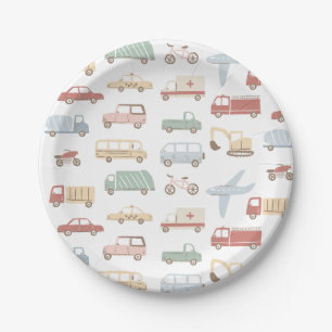 Transportation Cars and Trucks Boy Birthday Party Paper Plate
