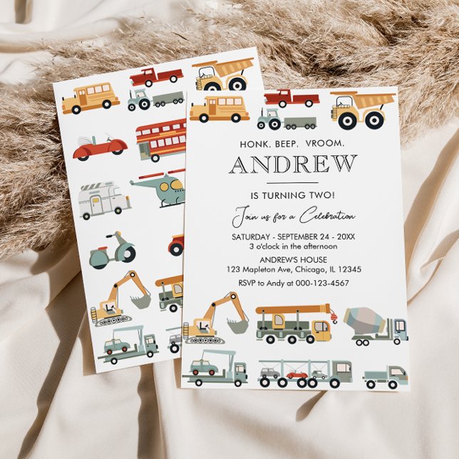 Transportation City Truck Birthday Party Invitation (Creator Uploaded)