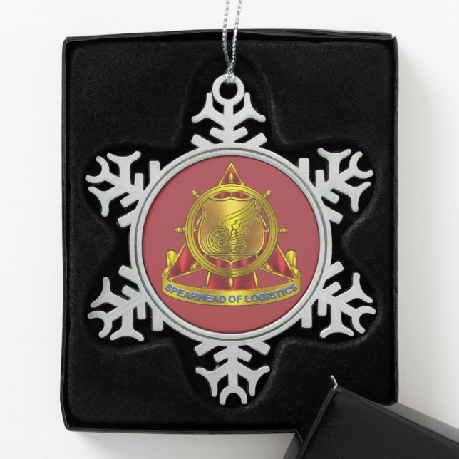Transportation Corps   Snowflake Pewter Christmas Ornament (Box)