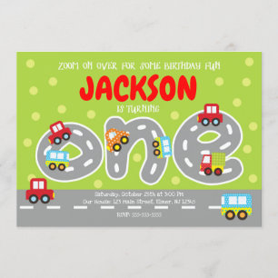 Transportation First Birthday Invitation
