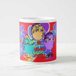 Transportation Floral Funny Characters Large Coffee Mug