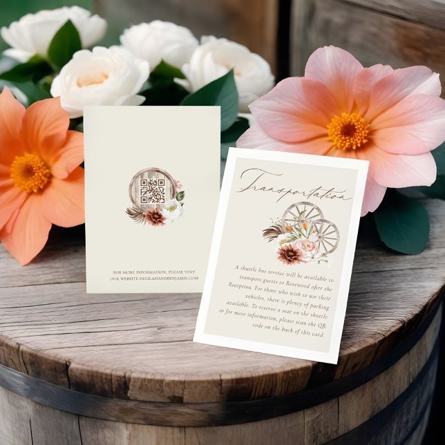 Transportation Floral Western Wagon Wheels Wedding Enclosure Card (Transportation Floral Western Wagon Wheels Wedding Enclosure Card)