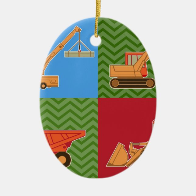 Transportation Heavy Equipment - Collage Ceramic Tree Decoration (Front)