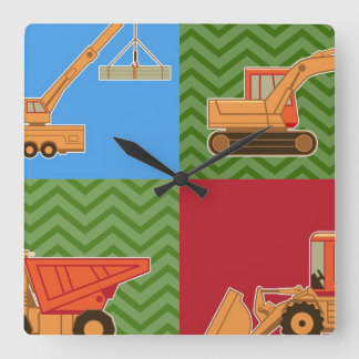 Transportation Heavy Equipment - Collage Square Wall Clock
