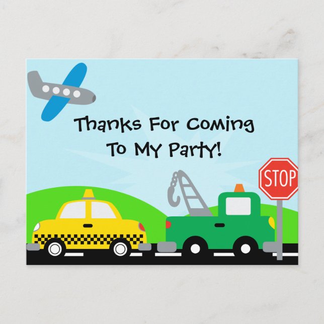 Transportation Helicopter Birthday Thanks Postcard (Front)