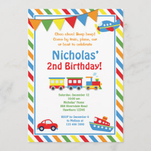 Transportation Invitation / Train Birthday Invite