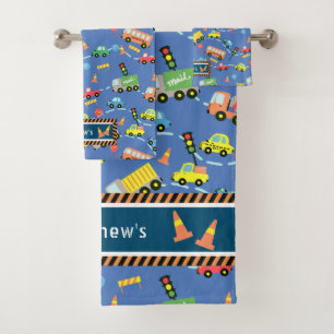 Transportation Kids Blue.  Wash Cloth