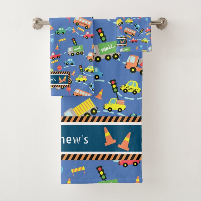 Transportation Kids Blue.  Wash Cloth (Insitu)