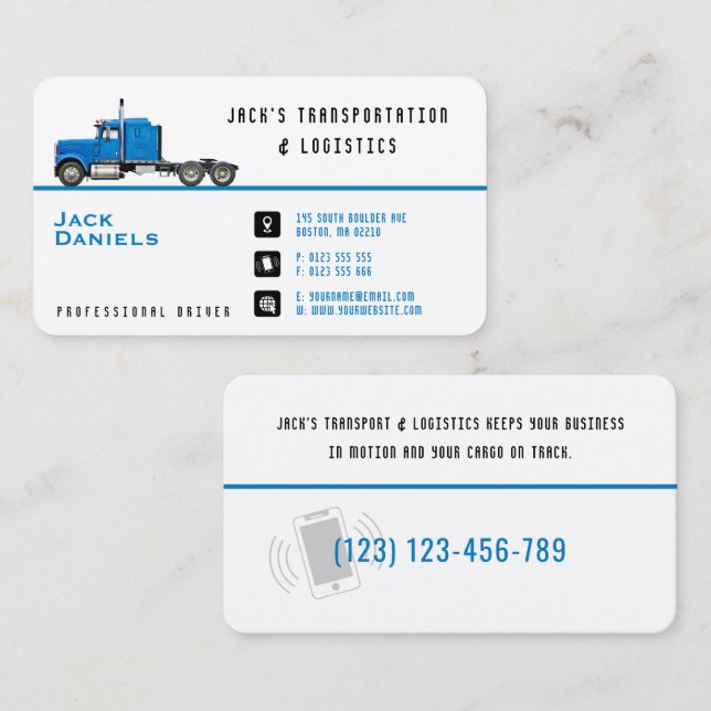 Transportation & Logistic | Blue Truck Business Card (Front/Back)