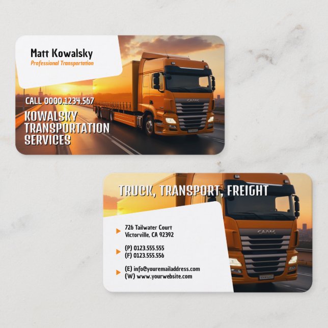 Transportation & Logistic | Truck Business Card (Front/Back)