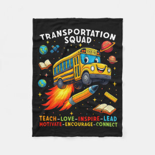 Transportation Squad Funny School Bus Driver Back Fleece Blanket