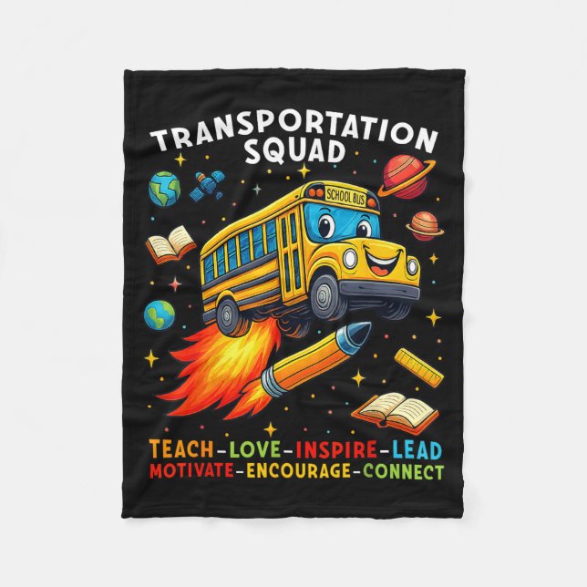 Transportation Squad Funny School Bus Driver Back Fleece Blanket (Front)
