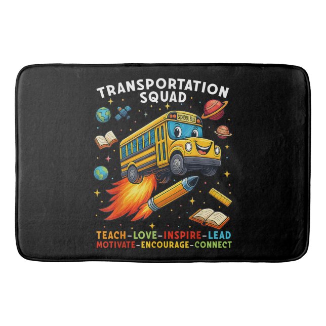Transportation Squad Funny School Bus Driver Bath Mat (Front)