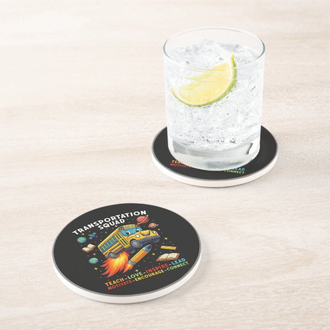 Transportation Squad Funny School Bus Driver Coaster (Side)