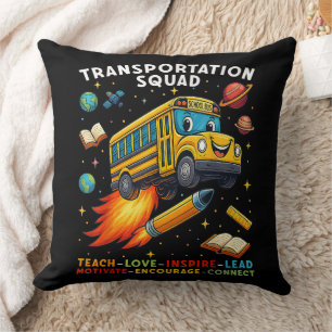 Transportation Squad Funny School Bus Driver Cushion