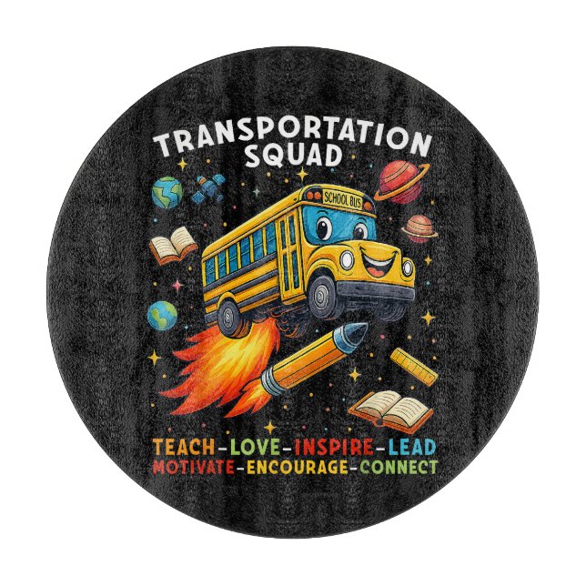 Transportation Squad Funny School Bus Driver Cutting Board (Front)