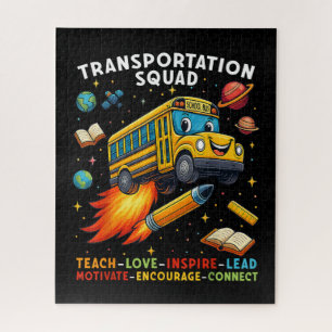 Transportation Squad Funny School Bus Driver Jigsaw Puzzle