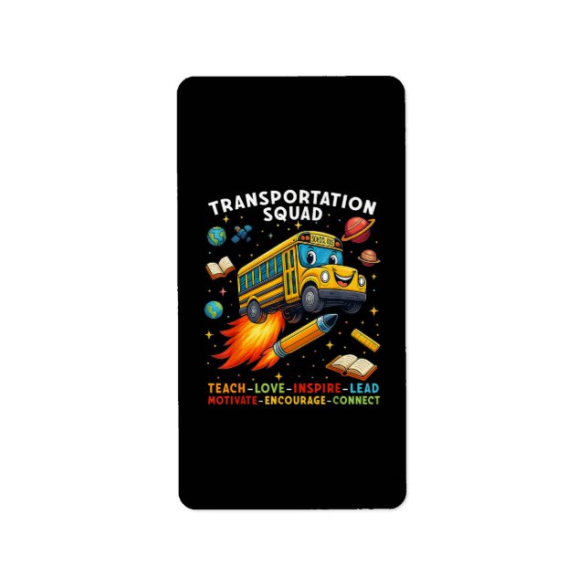 Transportation Squad Funny School Bus Driver Label (Front)