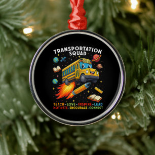 Transportation Squad Funny School Bus Driver Metal Tree Decoration