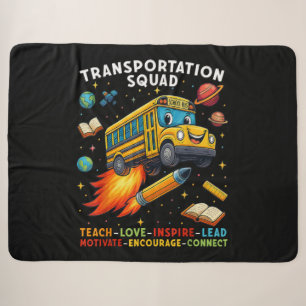 Transportation Squad Funny School Bus Driver Sherpa Blanket