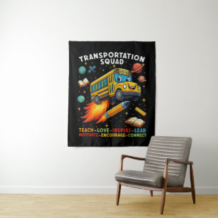 Transportation Squad Funny School Bus Driver Tapestry