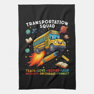 Transportation Squad Funny School Bus Driver Tea Towel