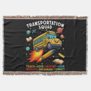 Transportation Squad Funny School Bus Driver Throw Blanket