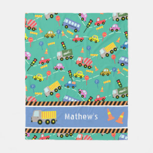 Transportation Teal.   Fleece Blanket