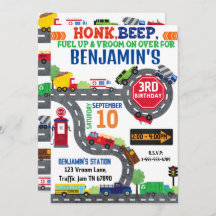 Transportation Theme  Birthday Party Invitation