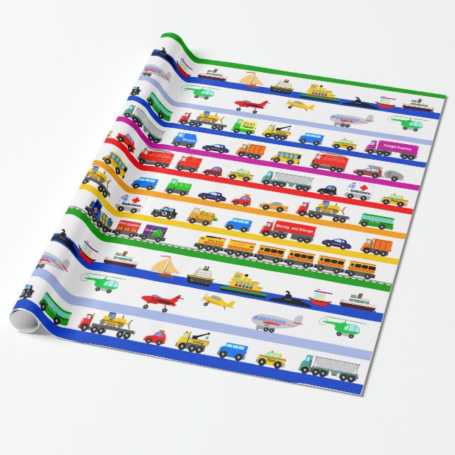 Transportation Toys Wrapping Paper (Unrolled)