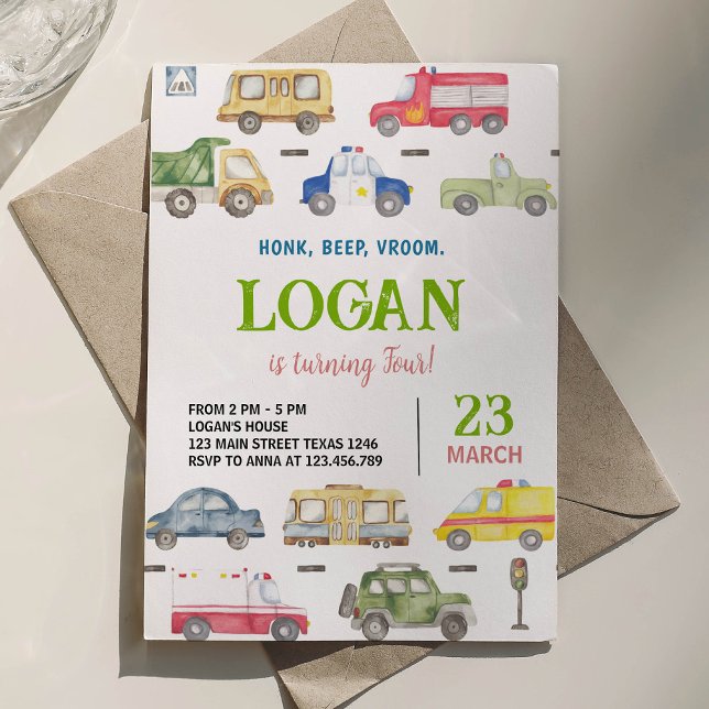 Transportation Trucks Birthday Party Invitation (Creator Uploaded)