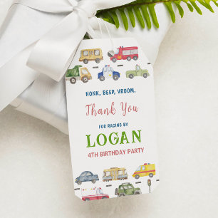 Transportation Trucks Birthday Thank You Tag