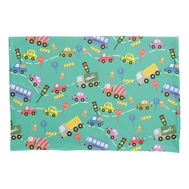 Transportation Turquoise  Pillowcase (Front)