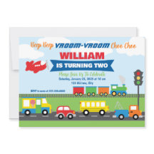 Transportation Vehicles Boy Invitation