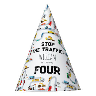 Transportation Vehicles Cars Stop Traffic Birthday Party Hat