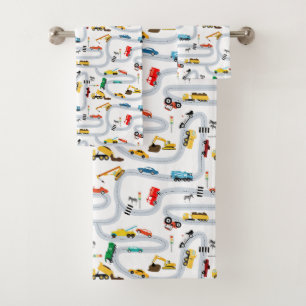 Transportation Vehicles Cars Trucks Road Boys Bath Towel Set