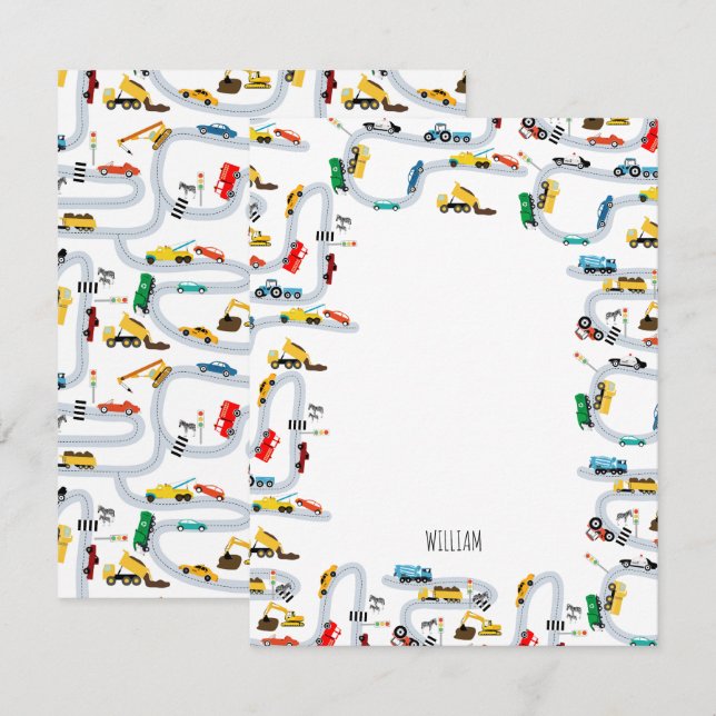 Transportation Vehicles Cars & Trucks Road Kids Card (Front/Back)
