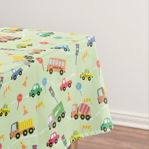 Transportation Vehicles Green Tablecloth
