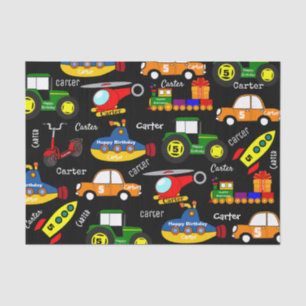 Transportation w/Personalised Name & Age  Tissue Paper