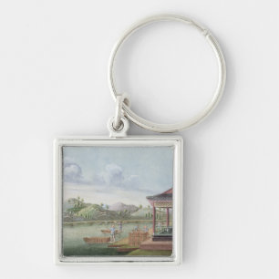 Transporting crates of tea (w/c on paper) key ring