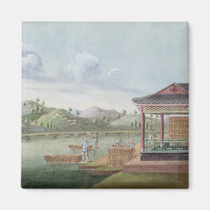 Transporting crates of tea (w/c on paper) magnet