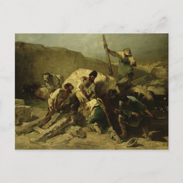 Transporting Stone Blocks Postcard (Front)