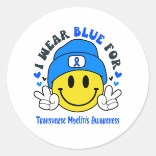 Transverse Myelitis Awareness Ribbon Support Gifts Classic Round Sticker