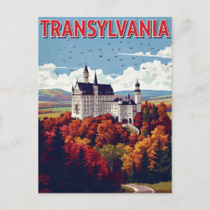 Transylvania Castle Autumn Retro Postcard